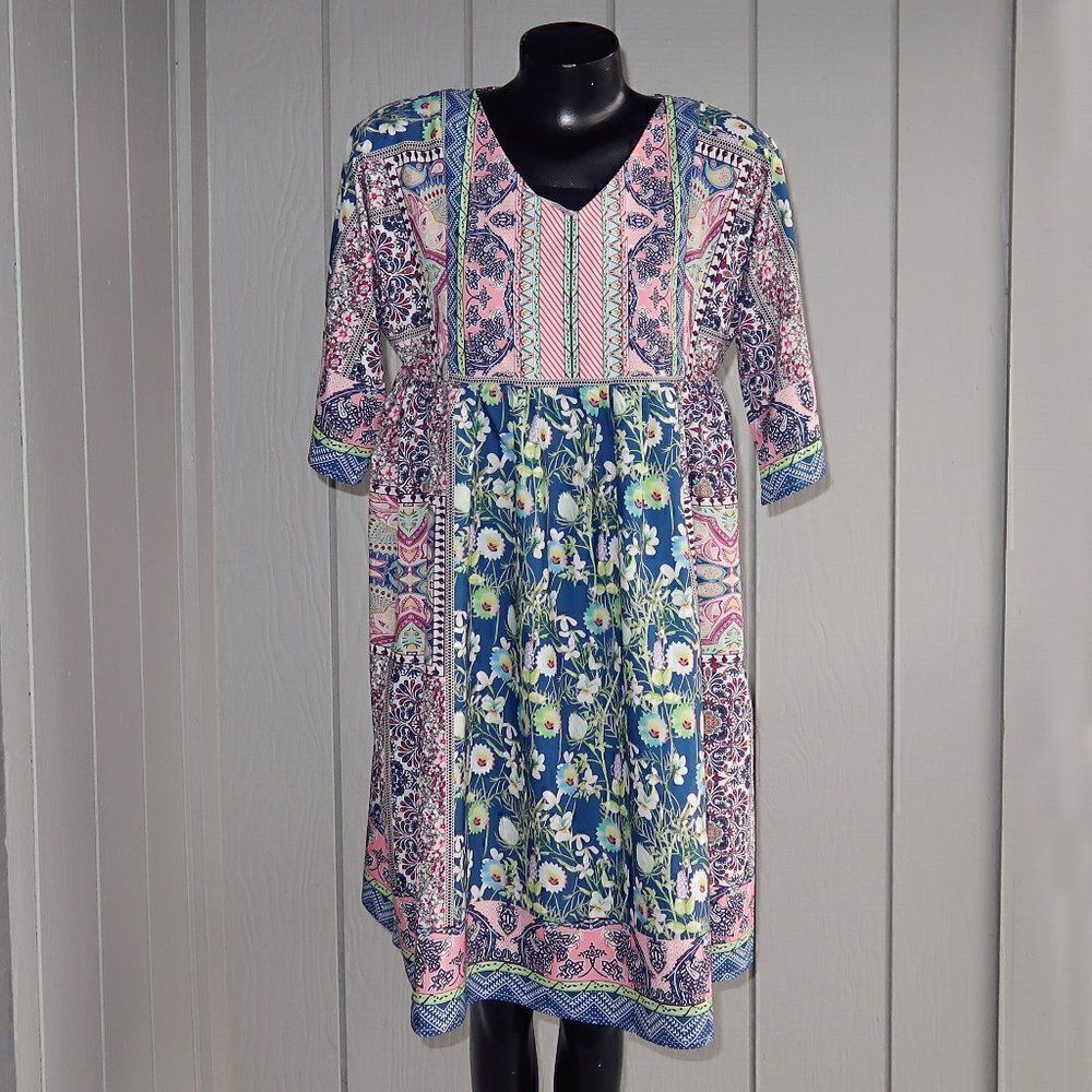 MISSLOOK Boho Pink and Blue Dress